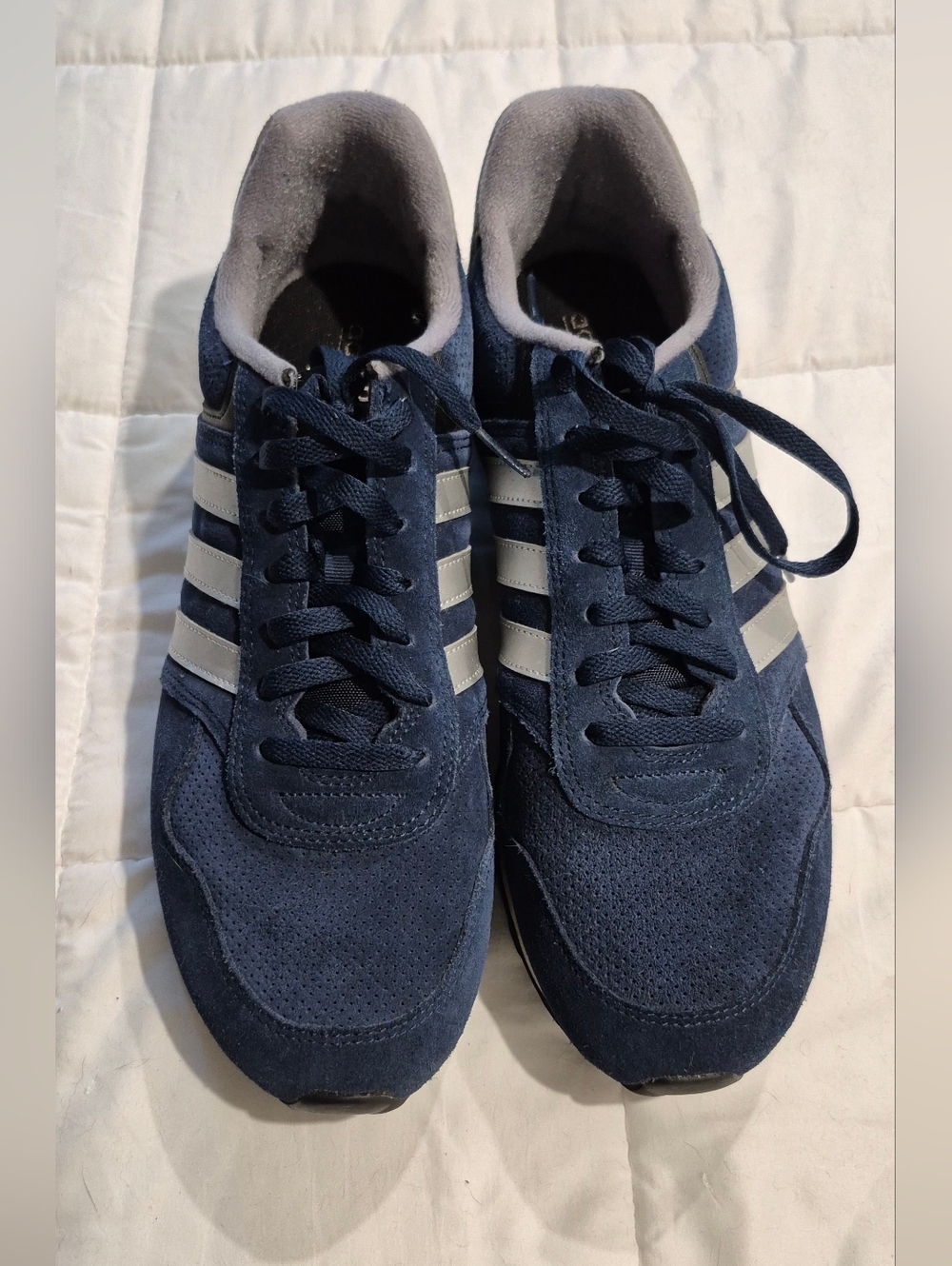 adidas Navy and White Classic Runner Sneakers - Picture 3 of 4